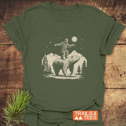 Bigfoot And Bear Funny T-Shirt