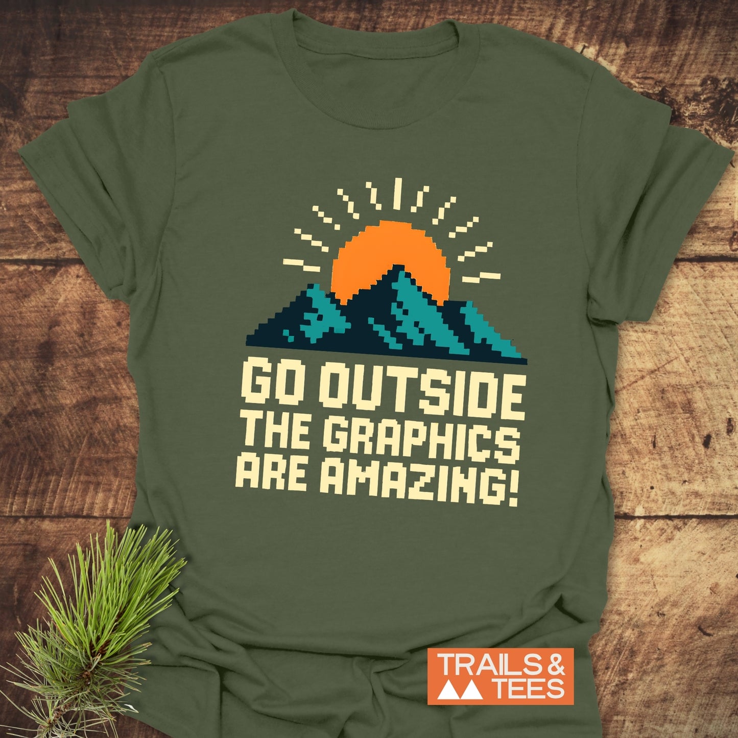 Go Outside Pixelart Mountain T-Shirt