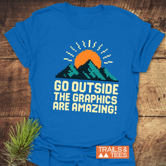Go Outside Pixelart Mountain T-Shirt