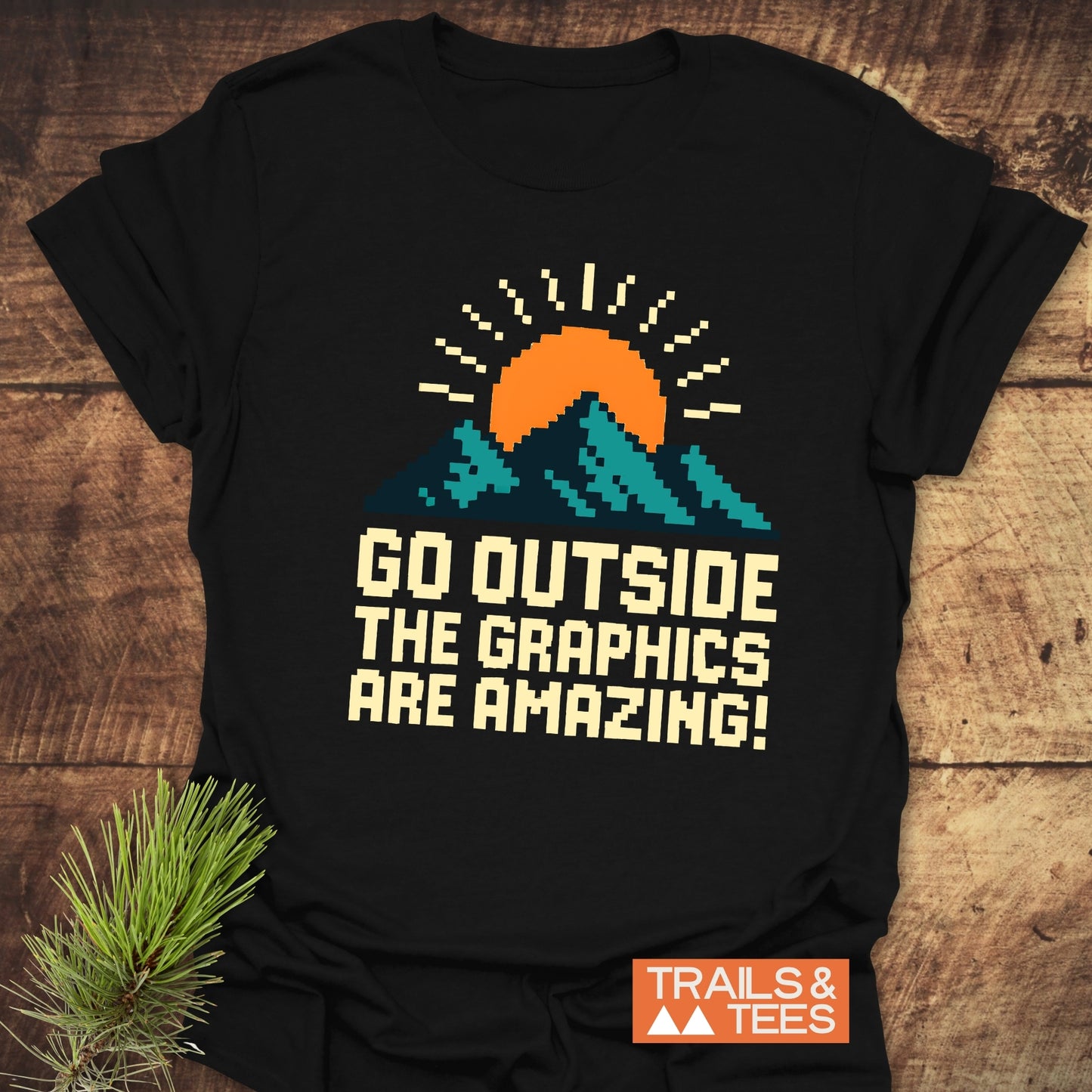 Go Outside Pixelart Mountain T-Shirt