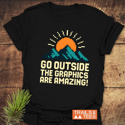 Go Outside Pixelart Mountain T-Shirt