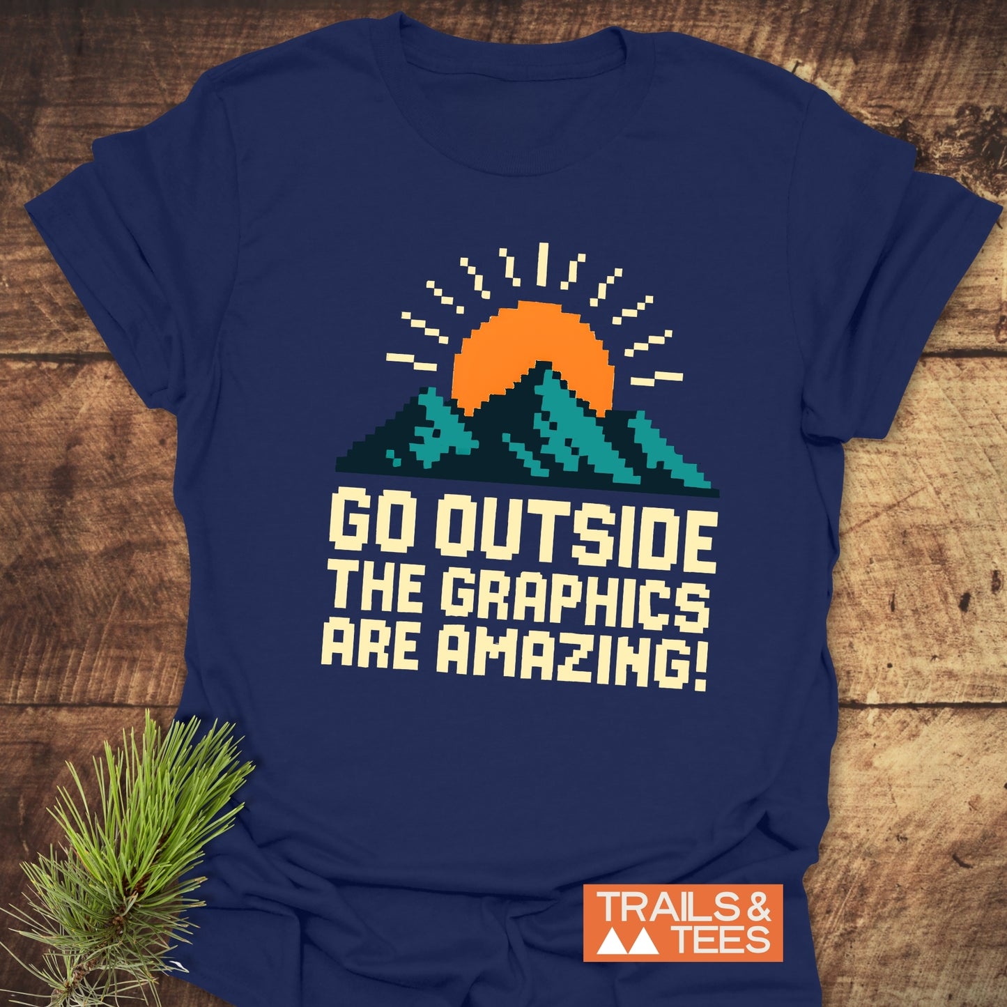 Go Outside Pixelart Mountain T-Shirt