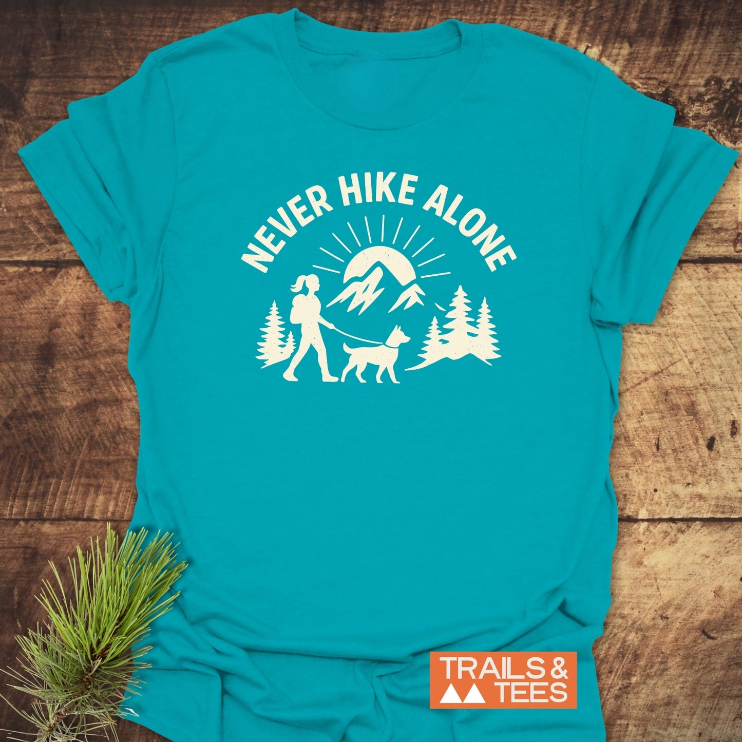 Never Hike Alone Dog Mom T-Shirt