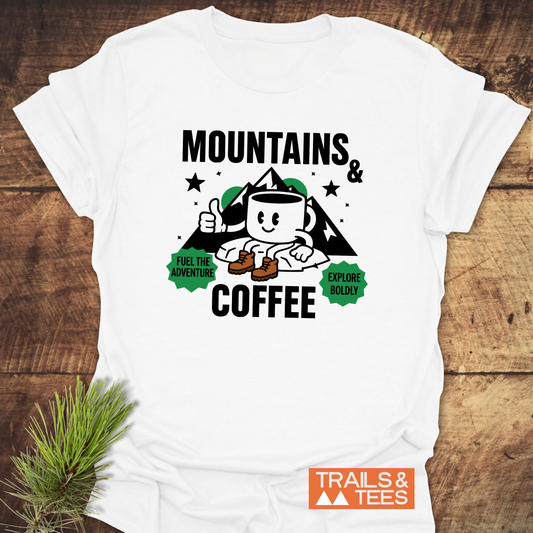 Mountains & Coffee Retro T-Shirt