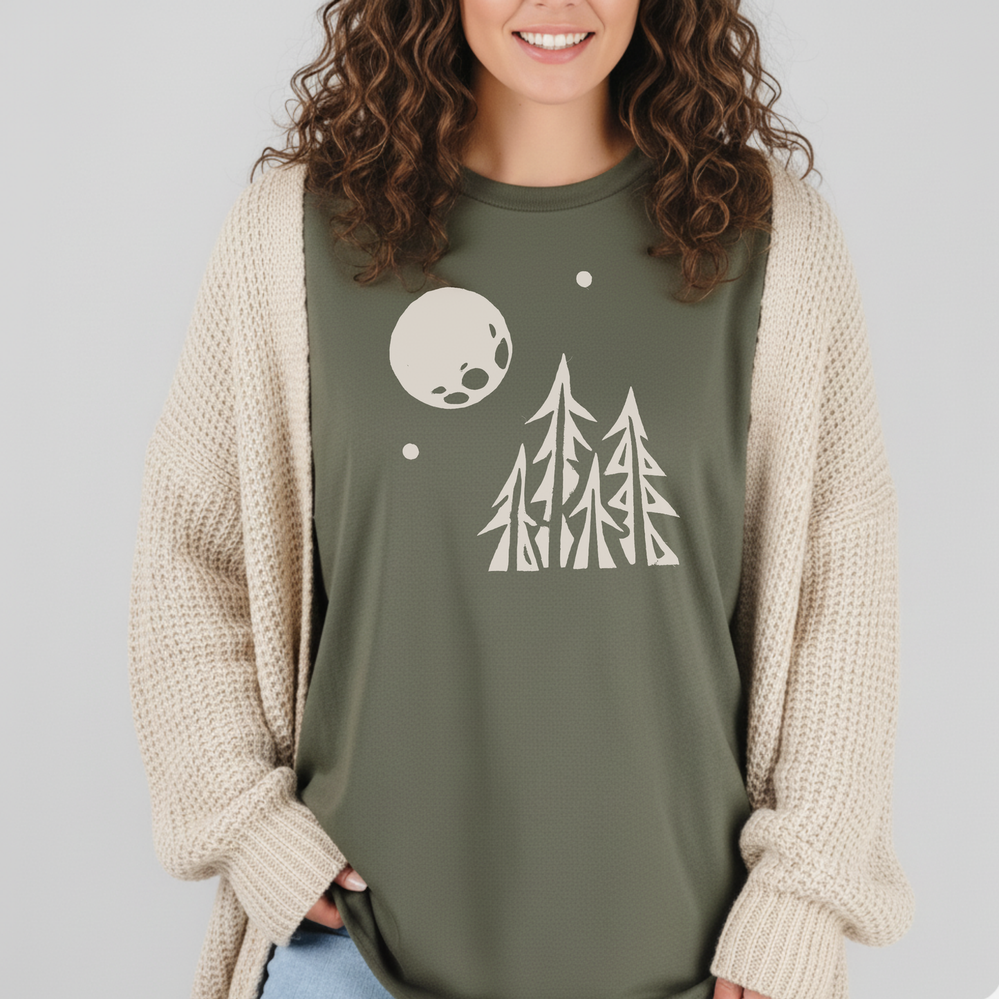 Pine Trees and Full Moon T-Shirt