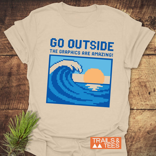Go Outside Pixelart Wave T-Shirt