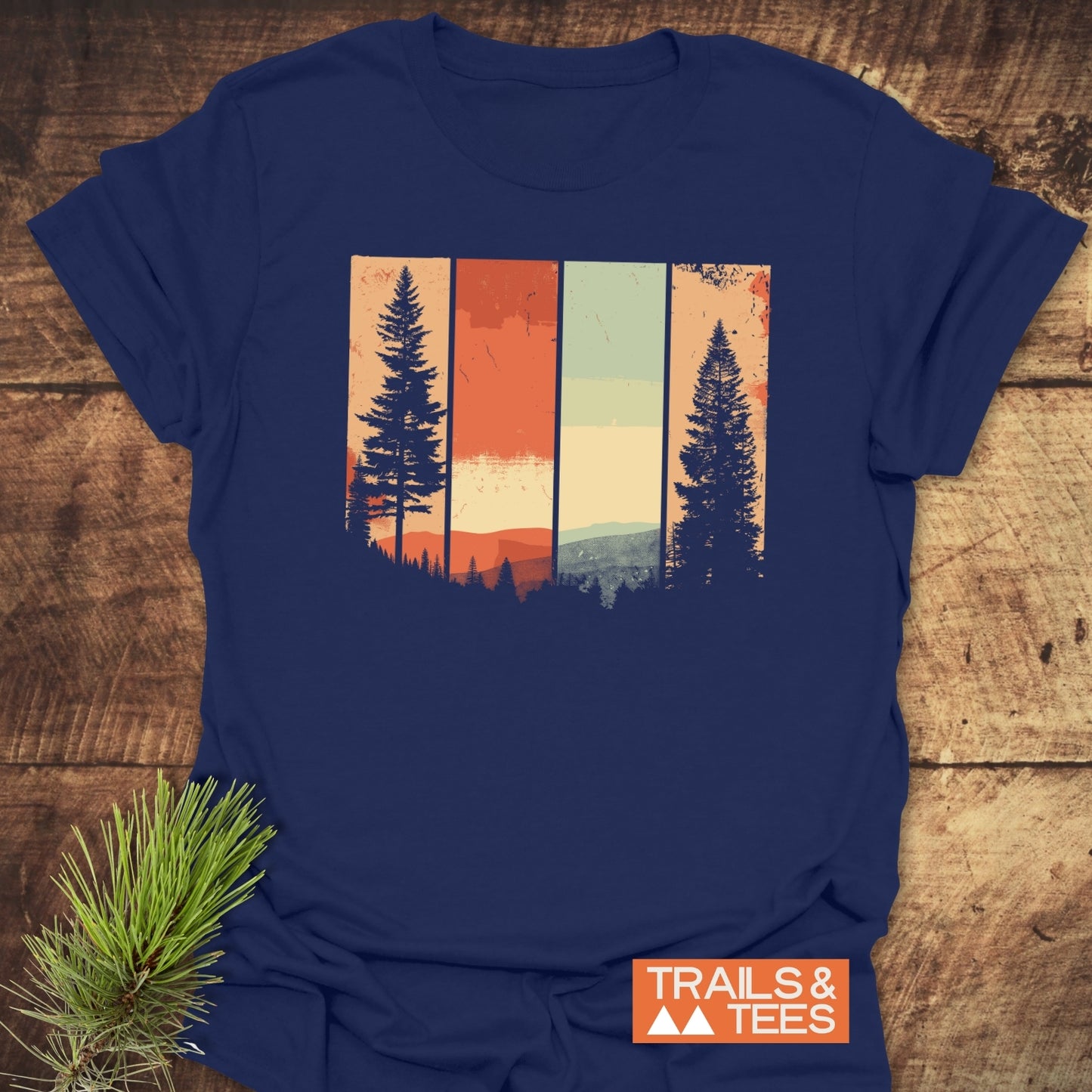 Striped Mountains Retro T-Shirt