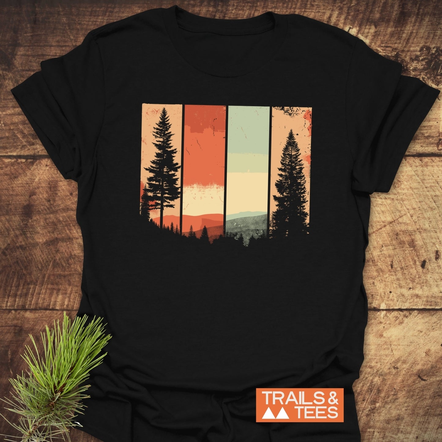 Striped Mountains Retro T-Shirt