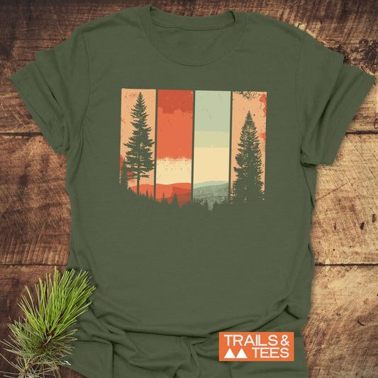 Striped Mountains Retro T-Shirt