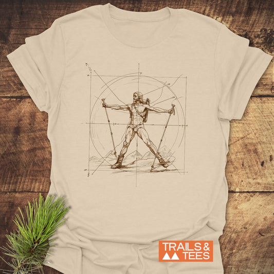 Vitruvian Hiker Da Vinci Style T-Shirt