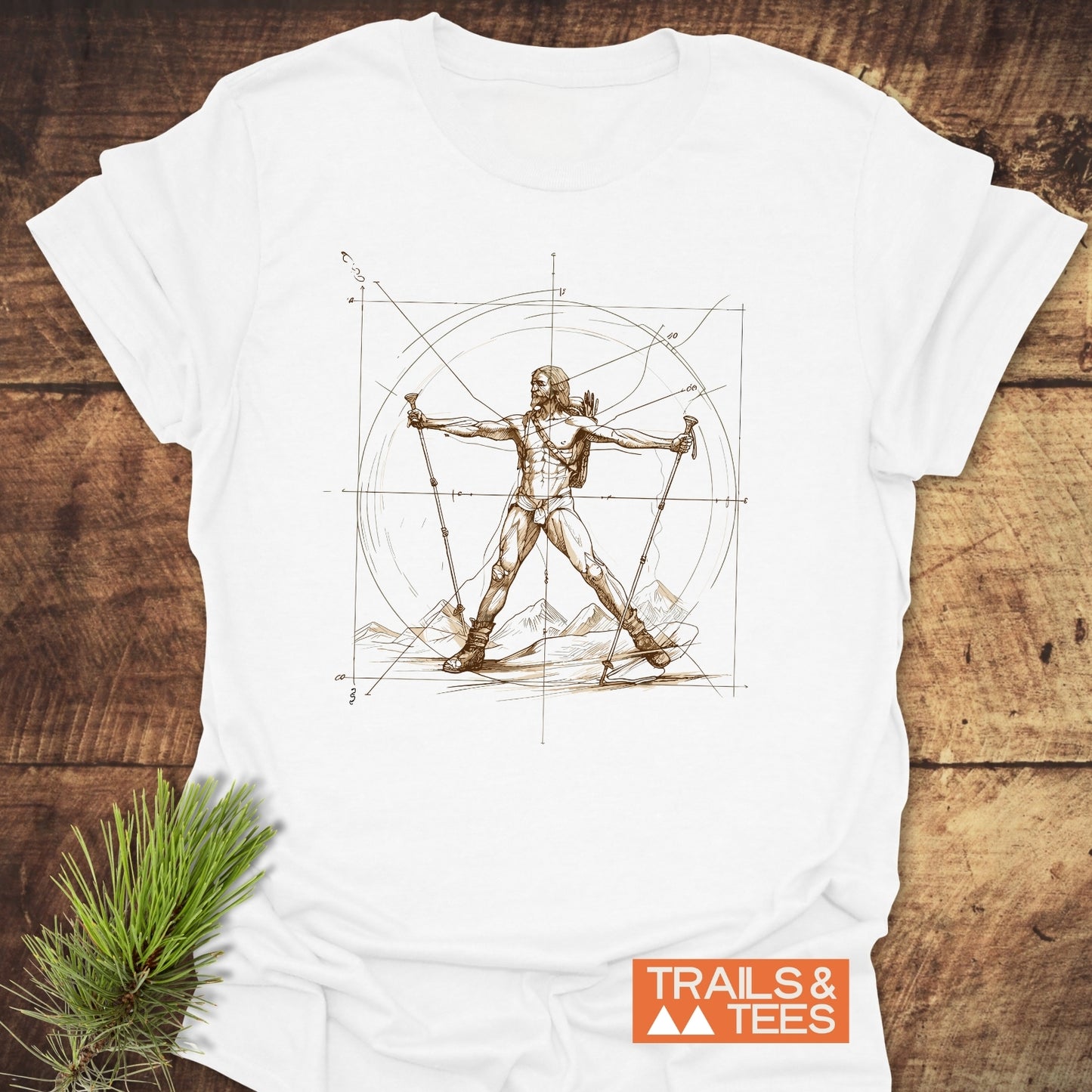 Vitruvian Hiker Da Vinci Style T-Shirt