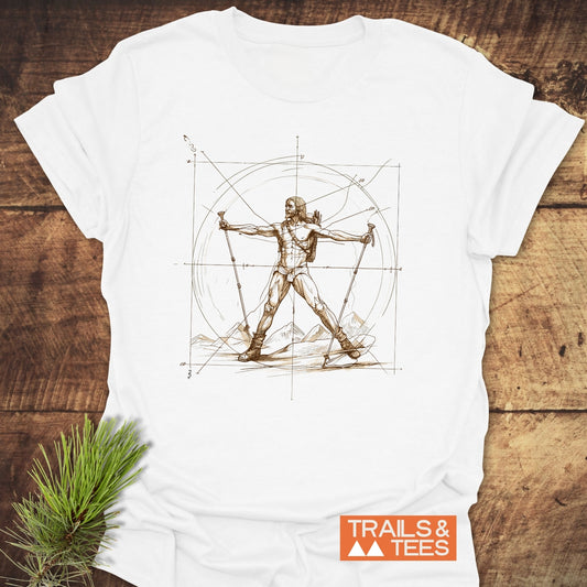 Vitruvian Hiker Da Vinci Style T-Shirt