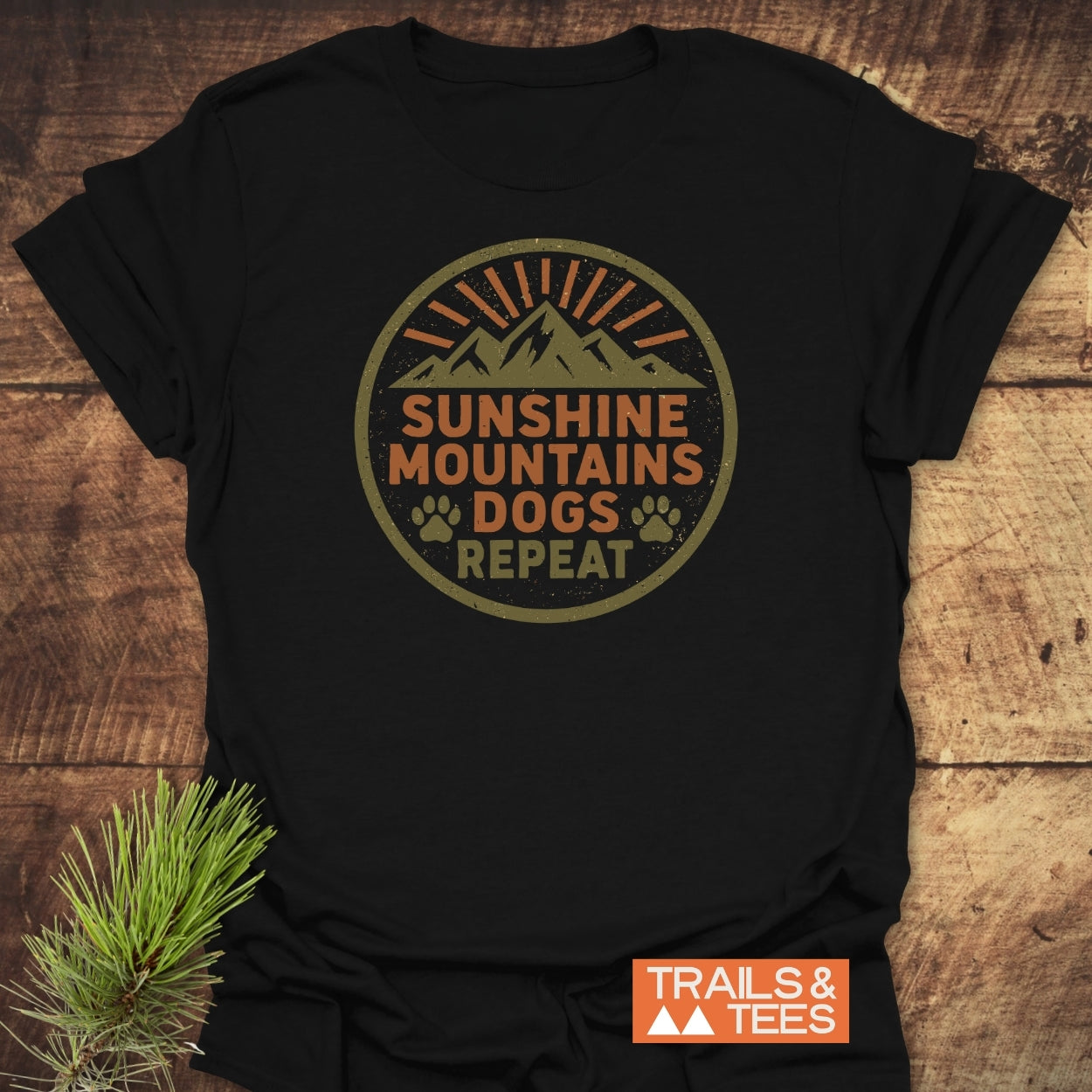 Sunshine Mountains Dogs Badge T-Shirt