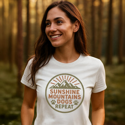 Sunshine Mountains Dogs Badge T-Shirt